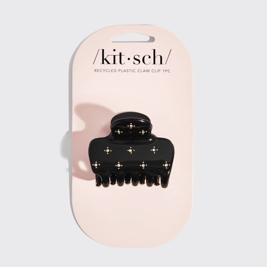 KITSCH Rhinestone Med. Puffy Claw Clip-Black
