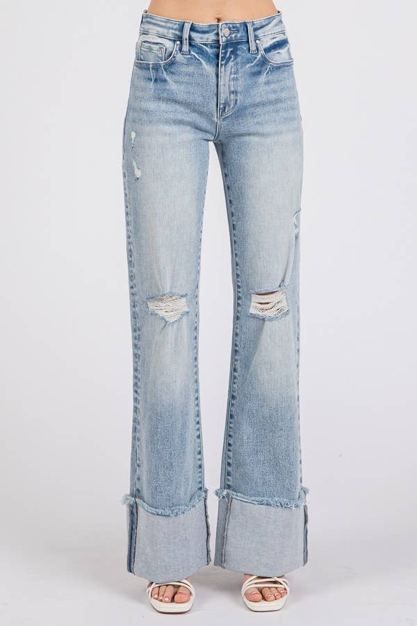 PETRA 153-LA HIGH RISE SUPER STRETCH WIDE FLARE W/ CUFFED HEM