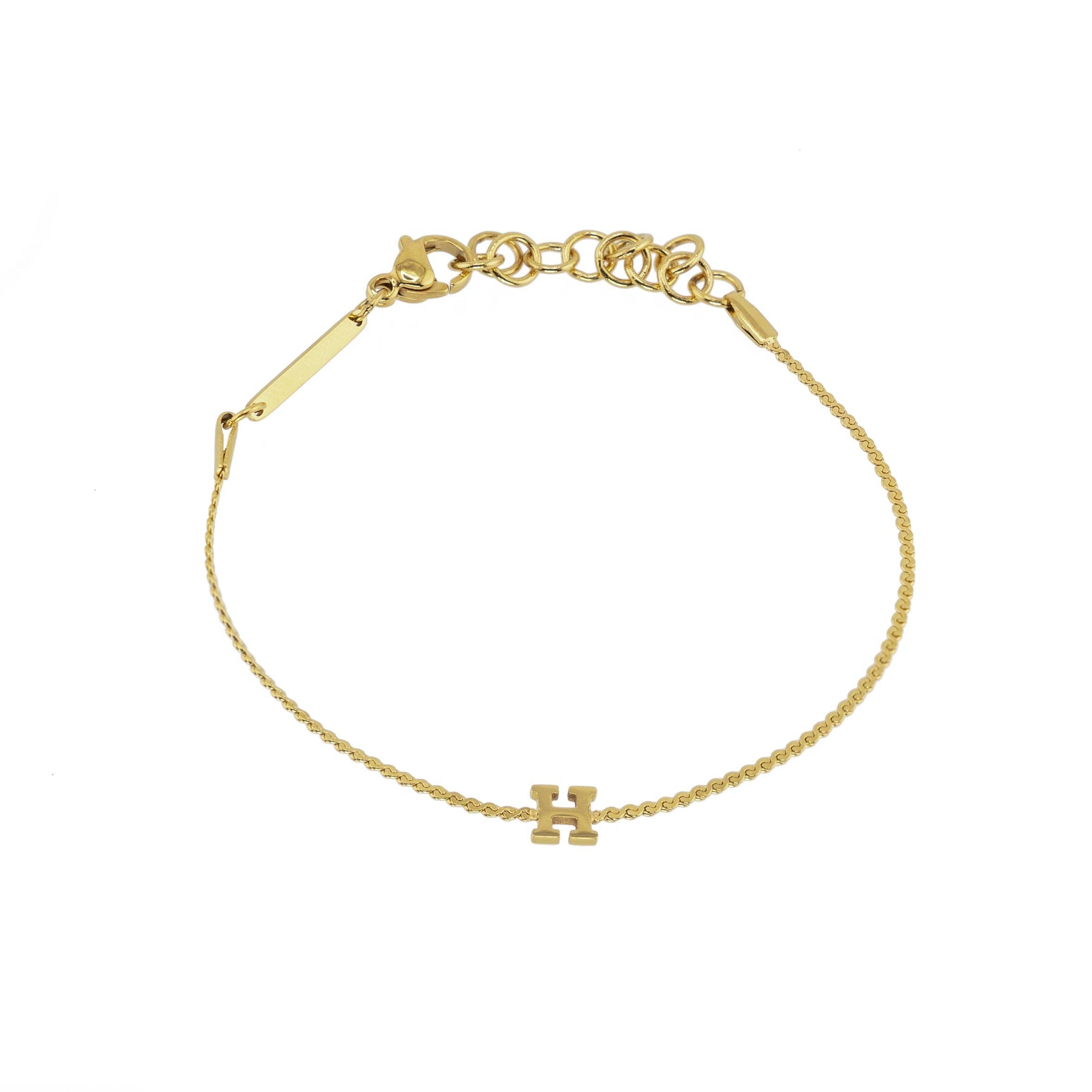 B. Grands Waterproof Dainty Gold Initial Bracelet