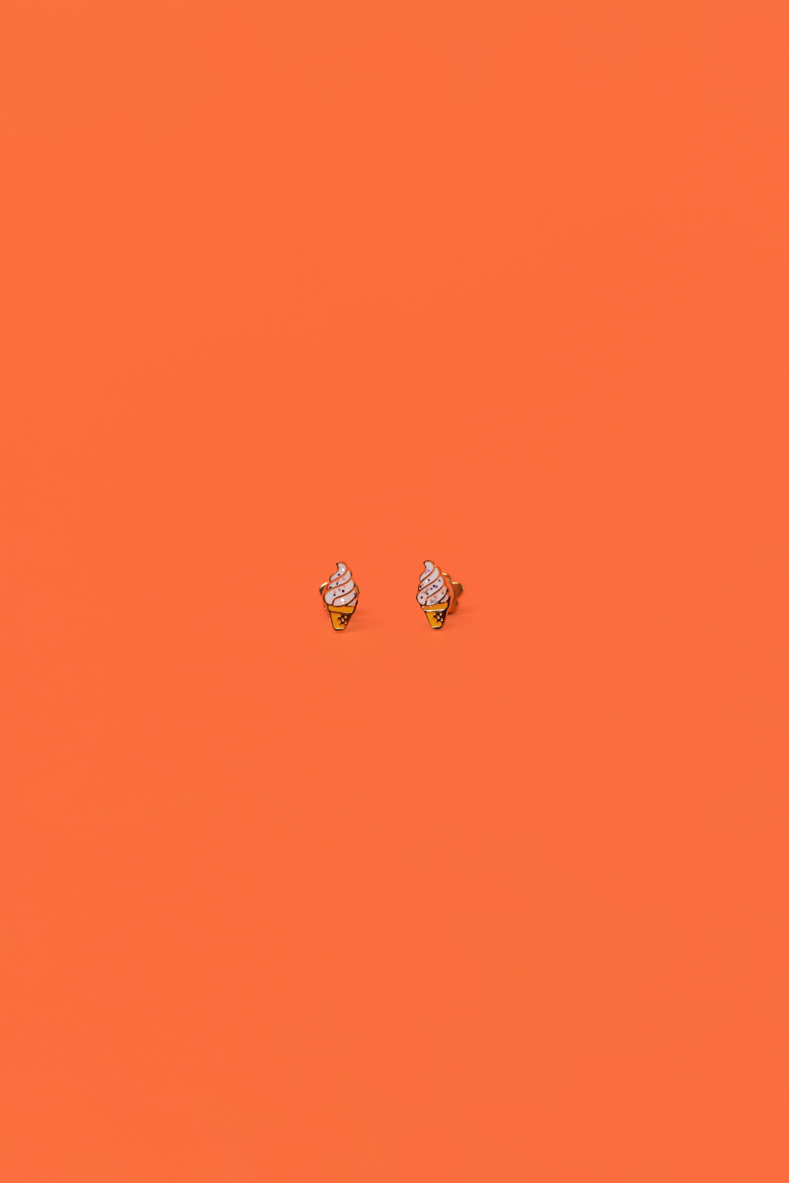 Ice Cream Enamel Flat Back Kids Earrings