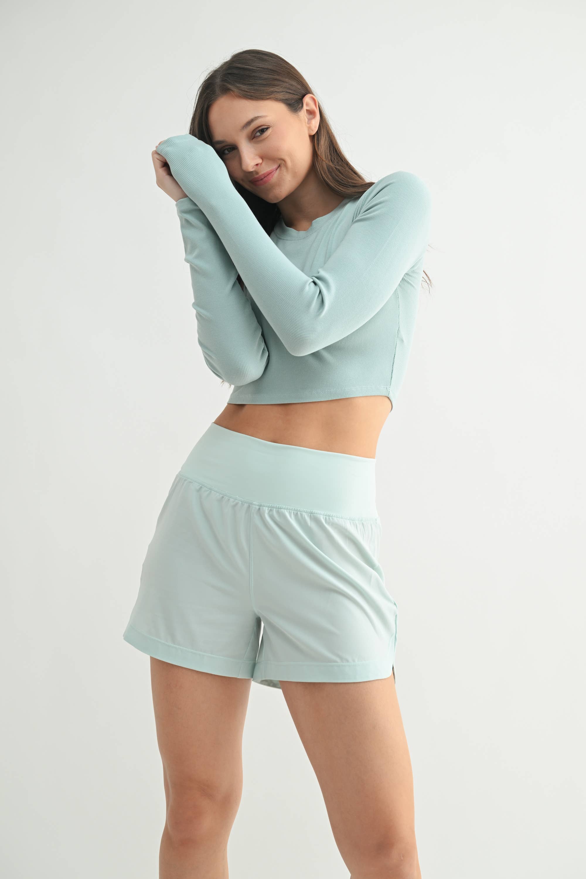 Essential Micro-Ribbed Long-Sleeved Cropped Top