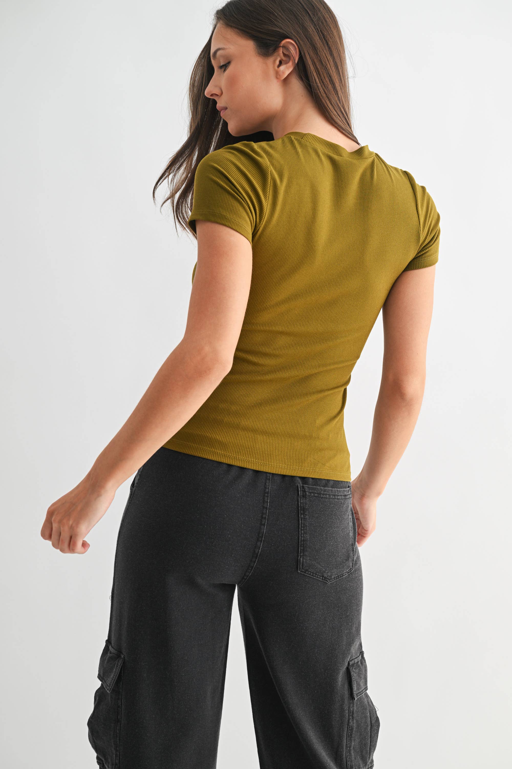 Essential Short-Sleeved Micro-Ribbed Athleisure Top