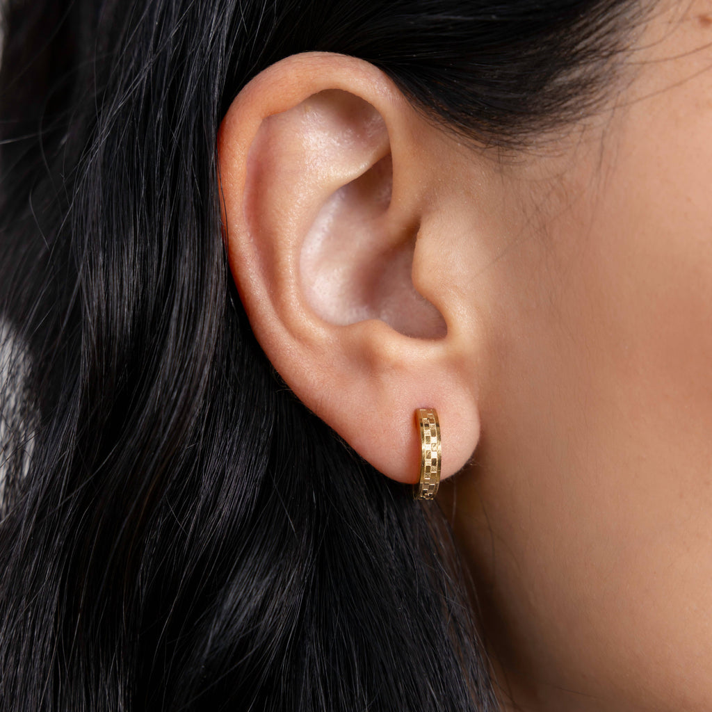 B. Grands Chess Waterproof Gold Huggie Earrings