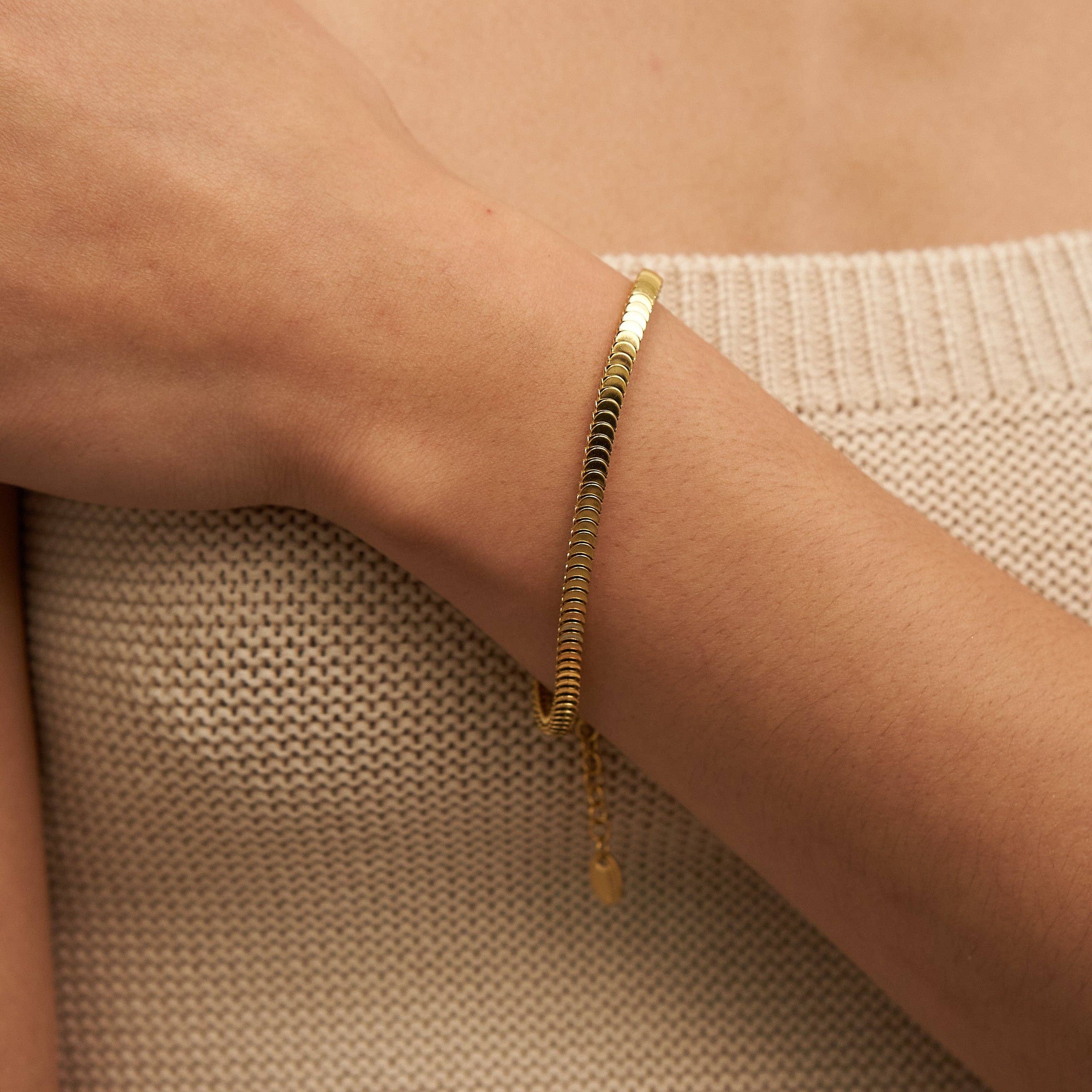 B. Grands Waterproof Gold Accordion Chain Bracelet