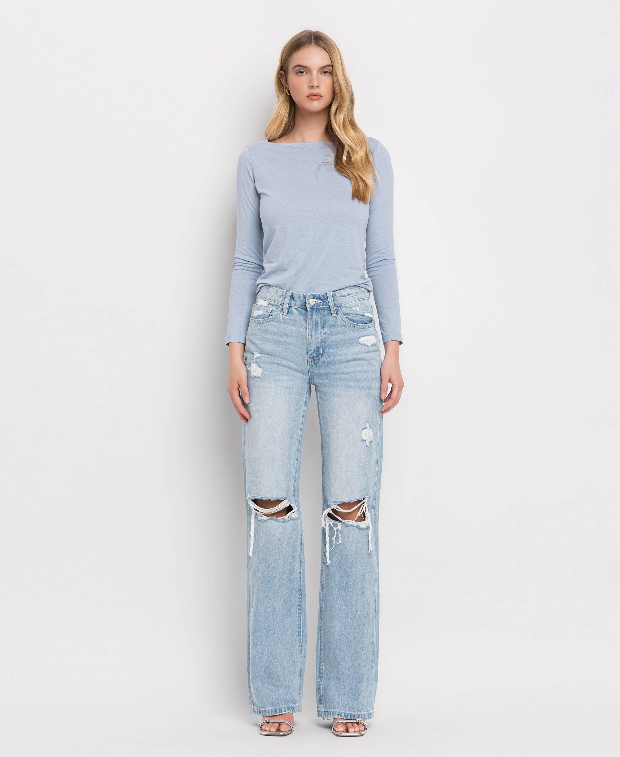 VERVET-90'S VINTAGE SUPER HIGH RISE FLARE JEANS