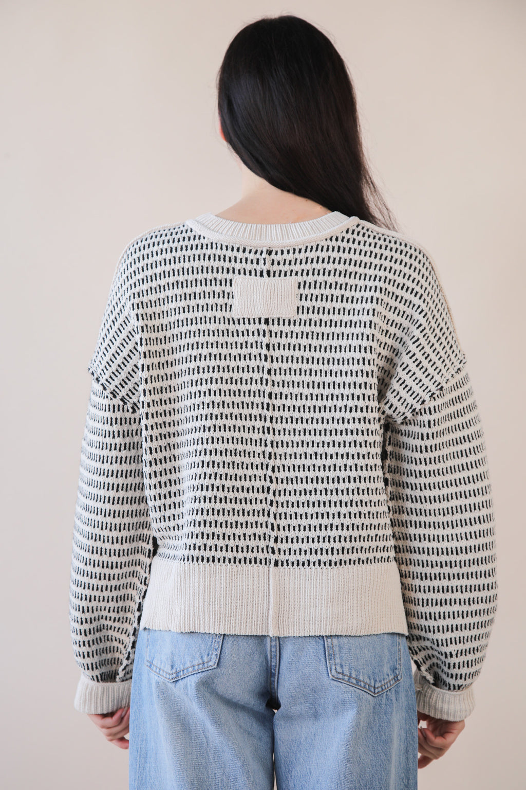 Cream/Black Check Soft Sweater