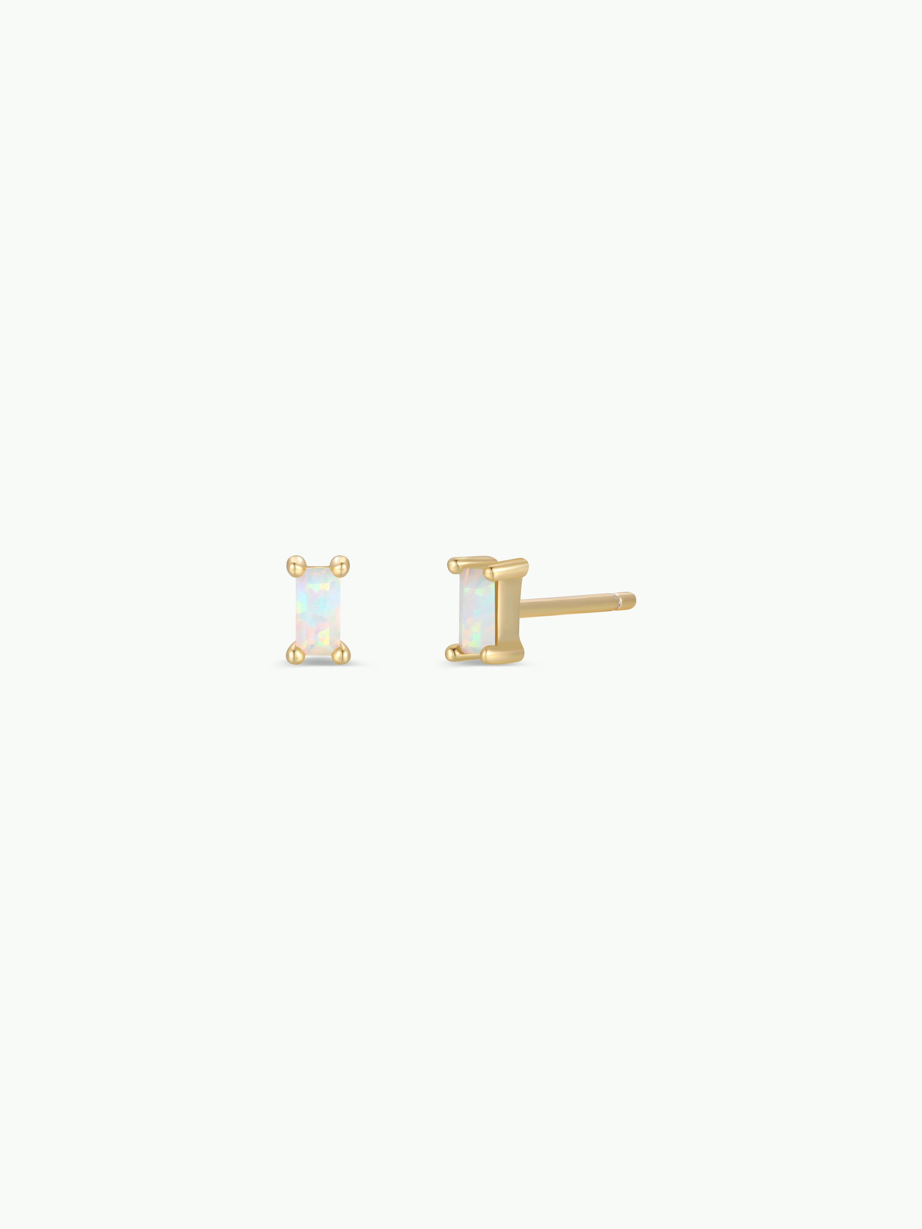 Baguette - White Opal - Earrings