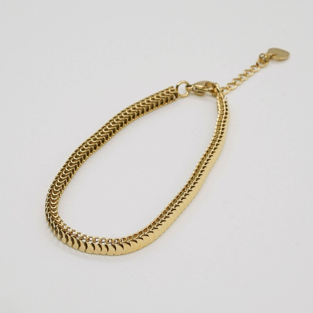 B. Grands Waterproof Gold Accordion Chain Bracelet