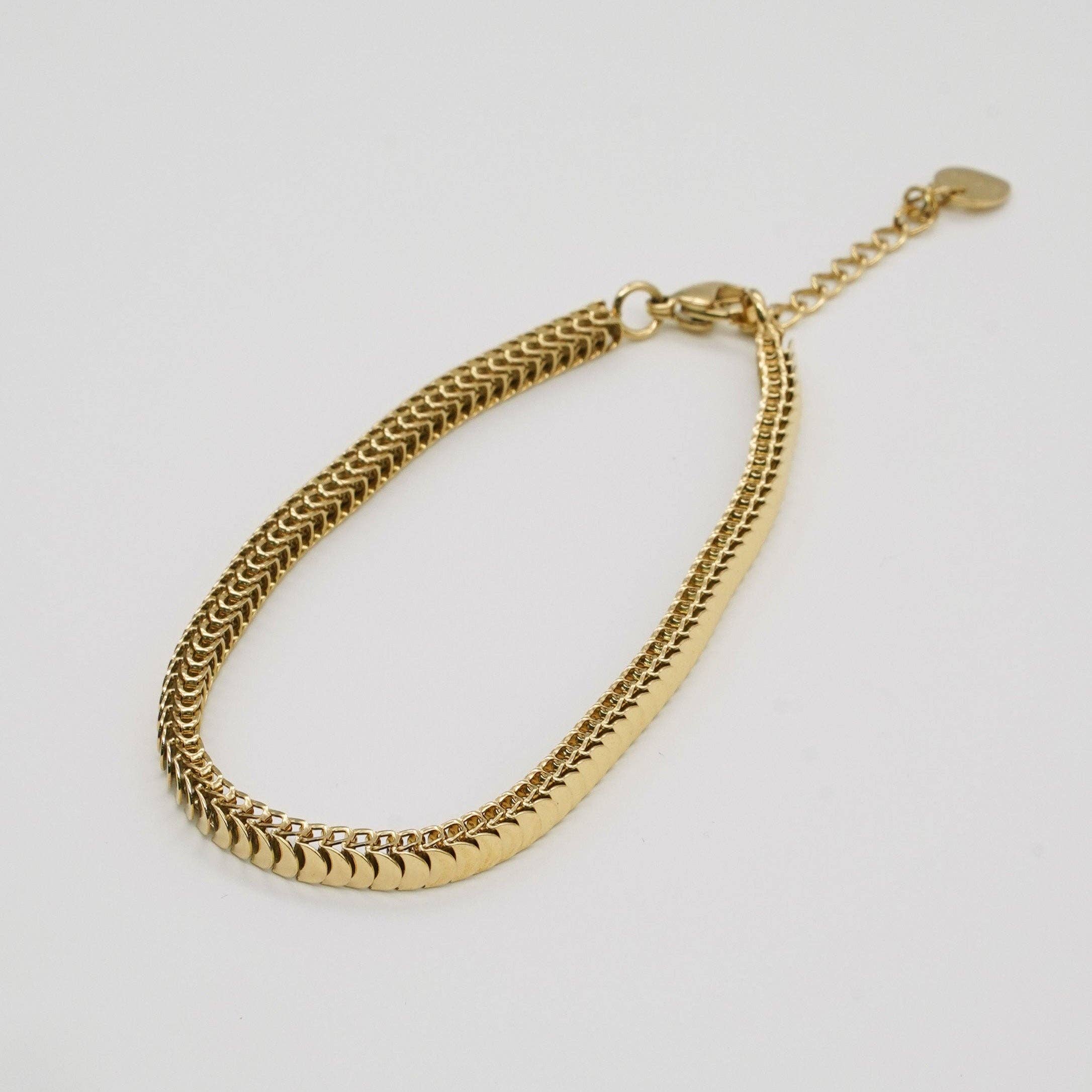 B. Grands Waterproof Gold Accordion Chain Bracelet