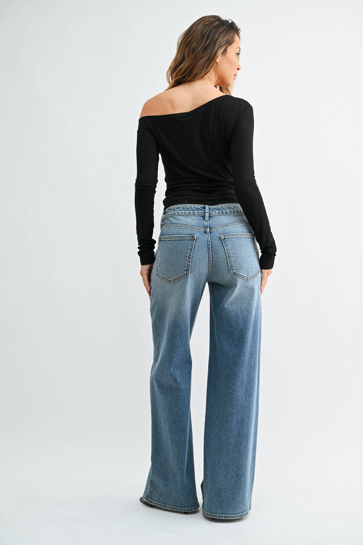 High Rise Full Length Straight Medium Denim