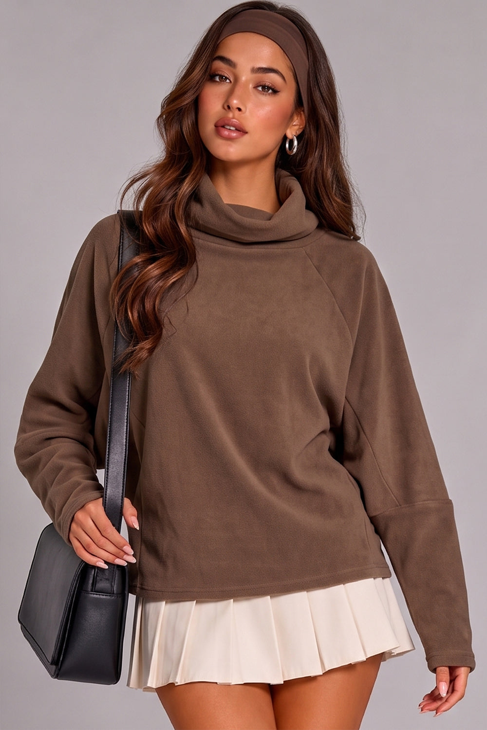 Chocolate Brown Mock Neck