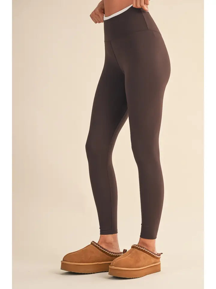 Brown Contrast layered Legging