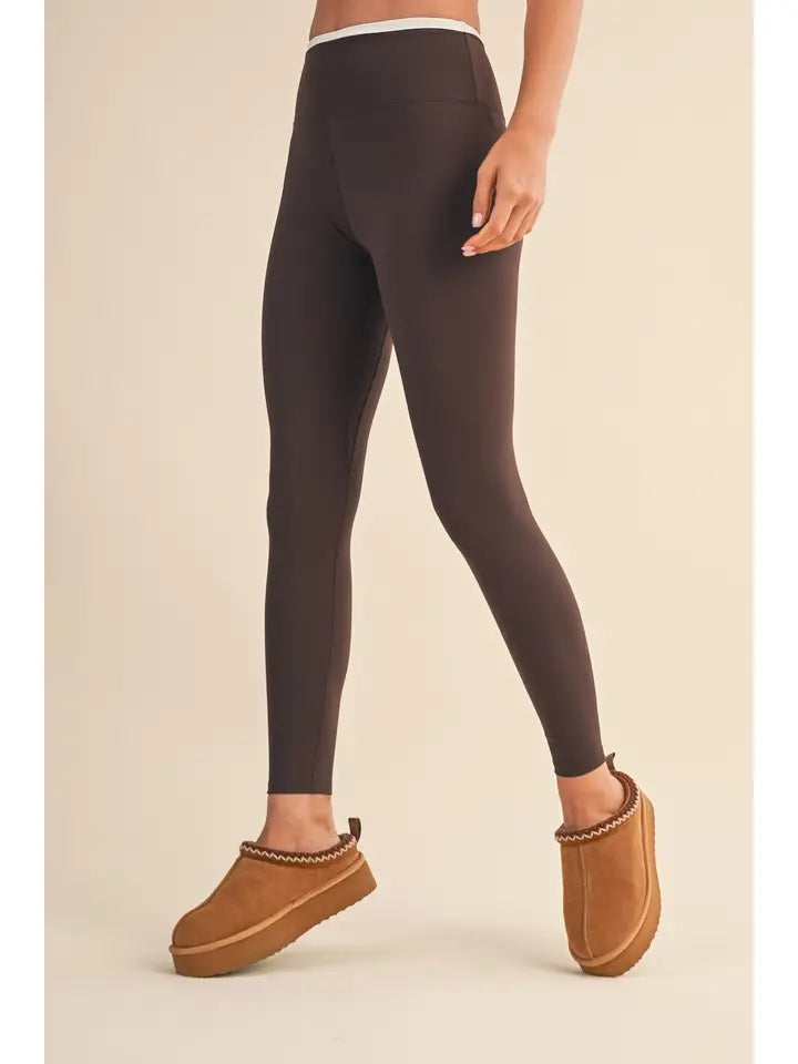 Brown Contrast layered Legging