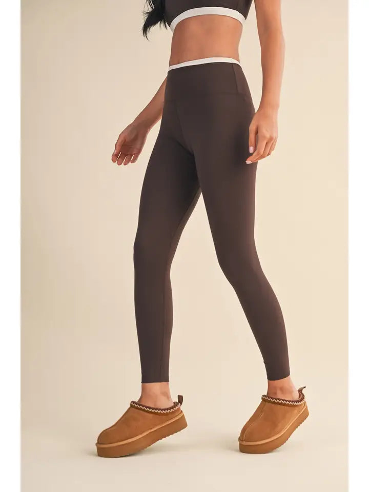 Brown Contrast layered Legging