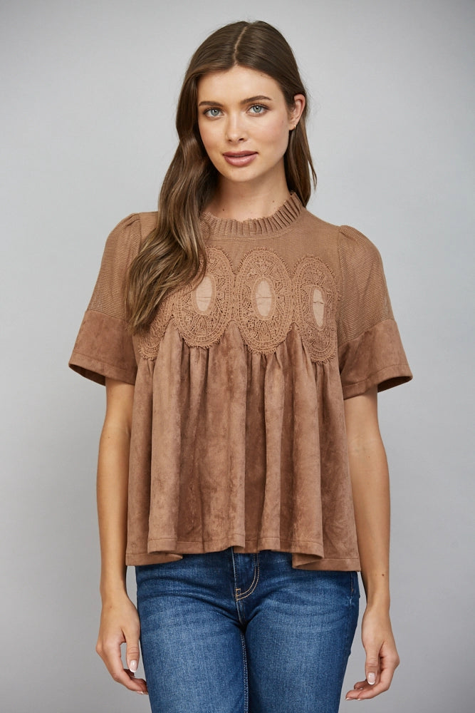 Faux Suede Top