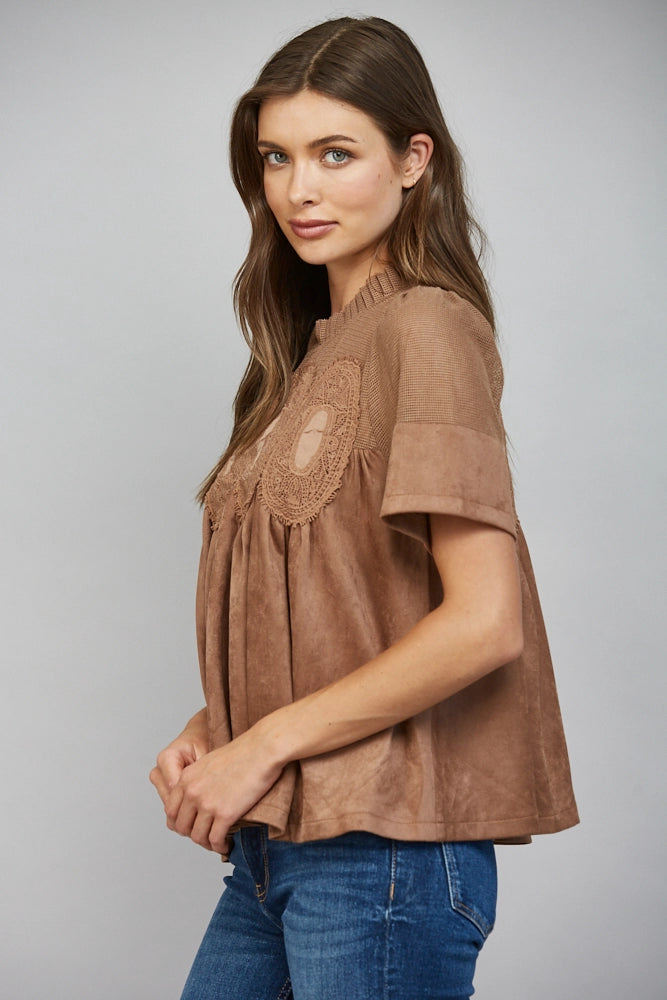 Faux Suede Top
