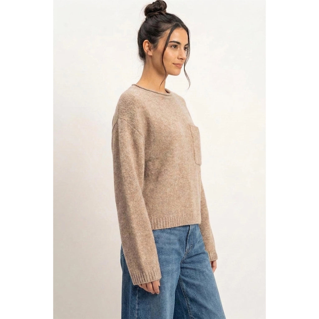 Cocoa Wide Sleeve Pocket Sweater