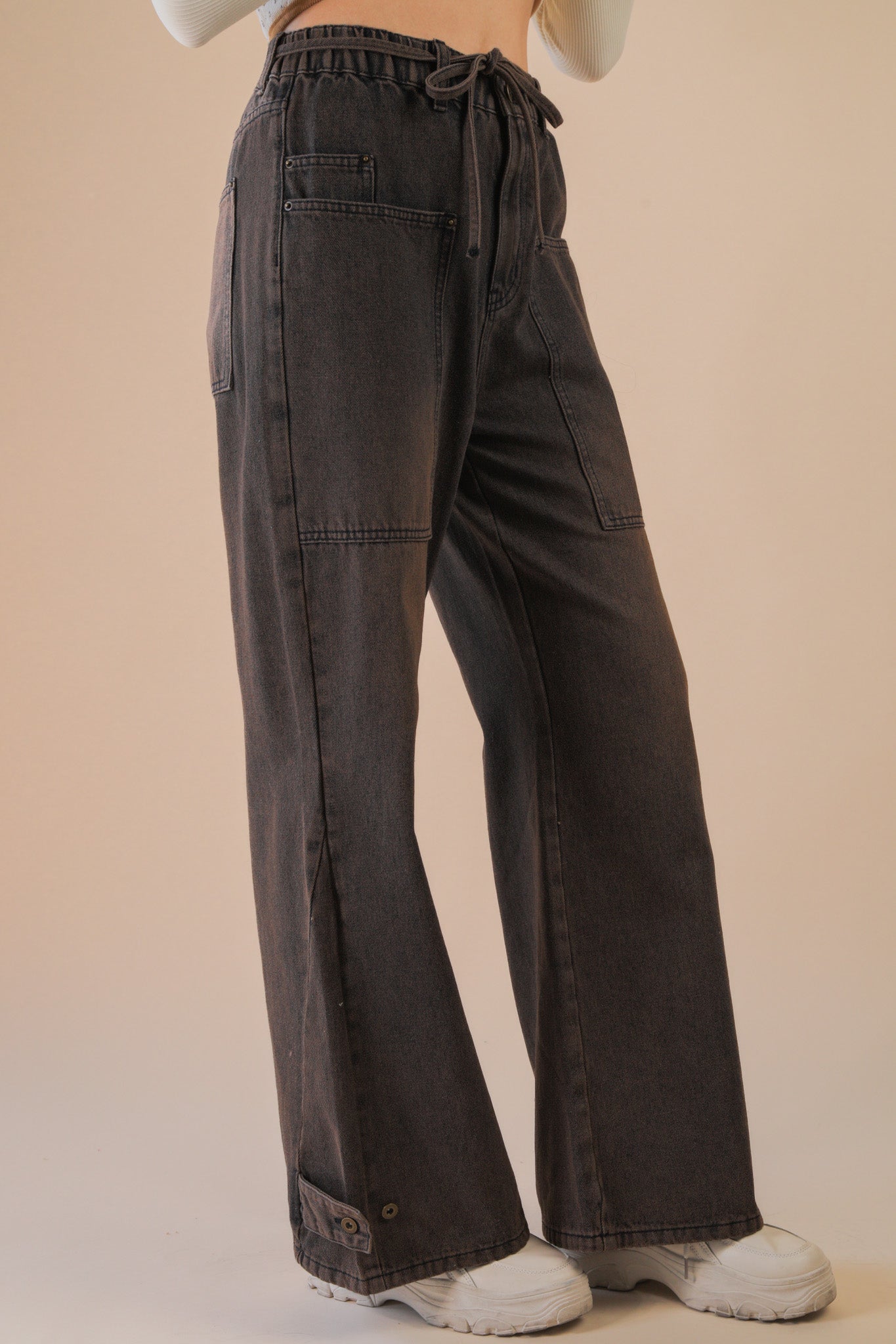 Brown Wash Wide Leg Jeans