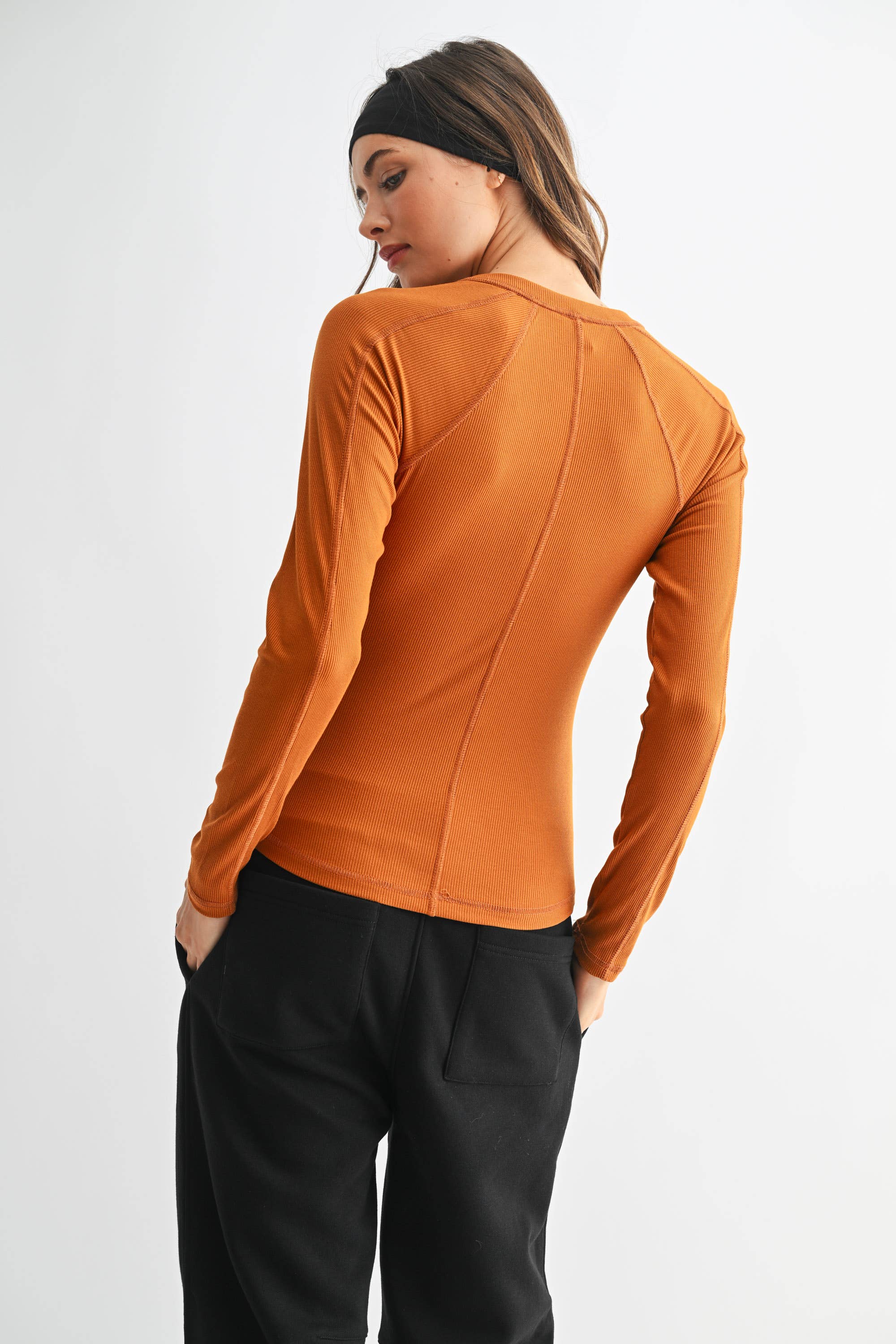 Essential Long-Sleeved Micro-Ribbed Henley Top