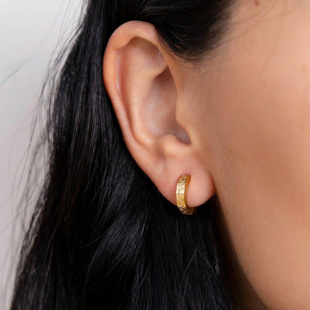 B. Grands Chess Waterproof Gold Huggie Earrings