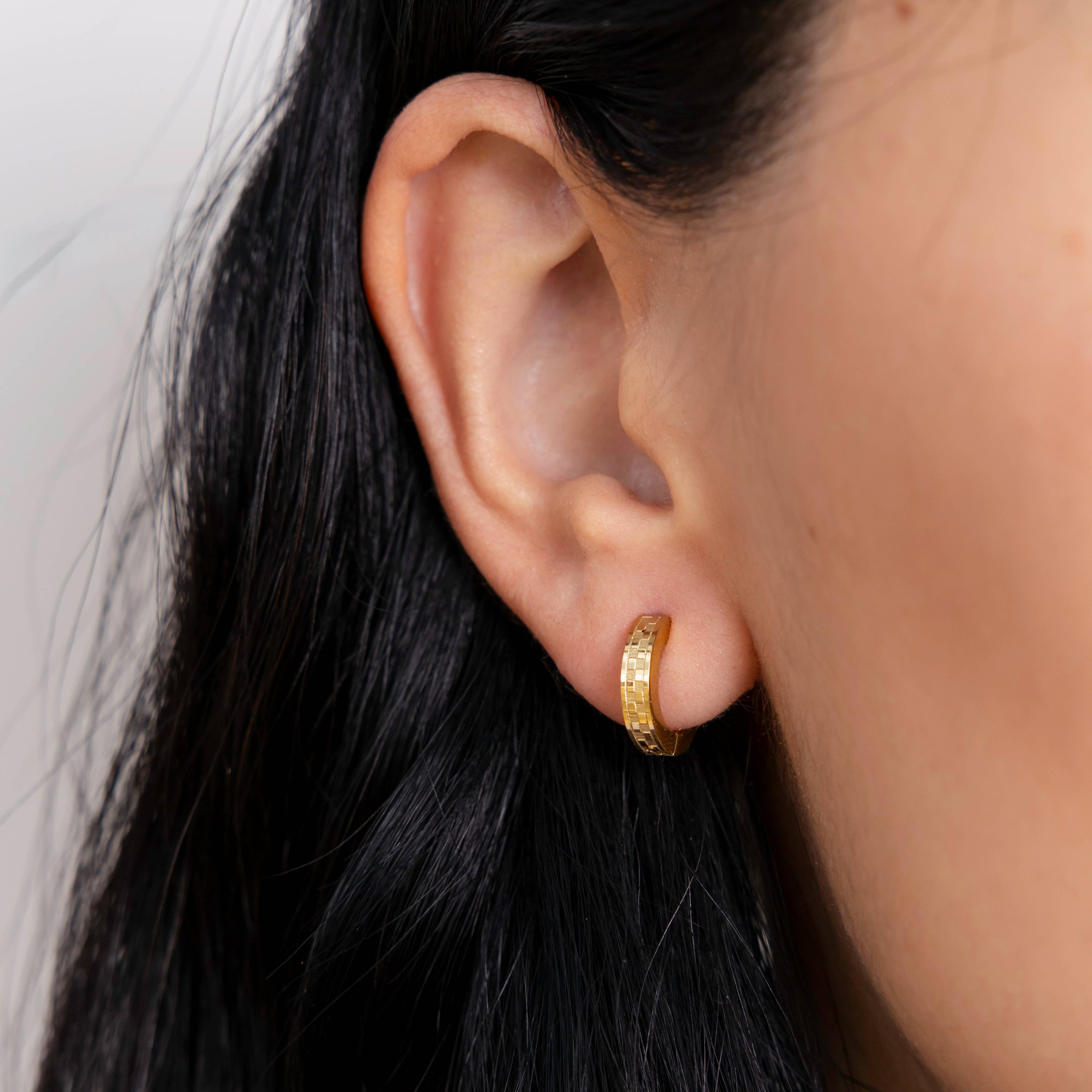 B. Grands Chess Waterproof Gold Huggie Earrings