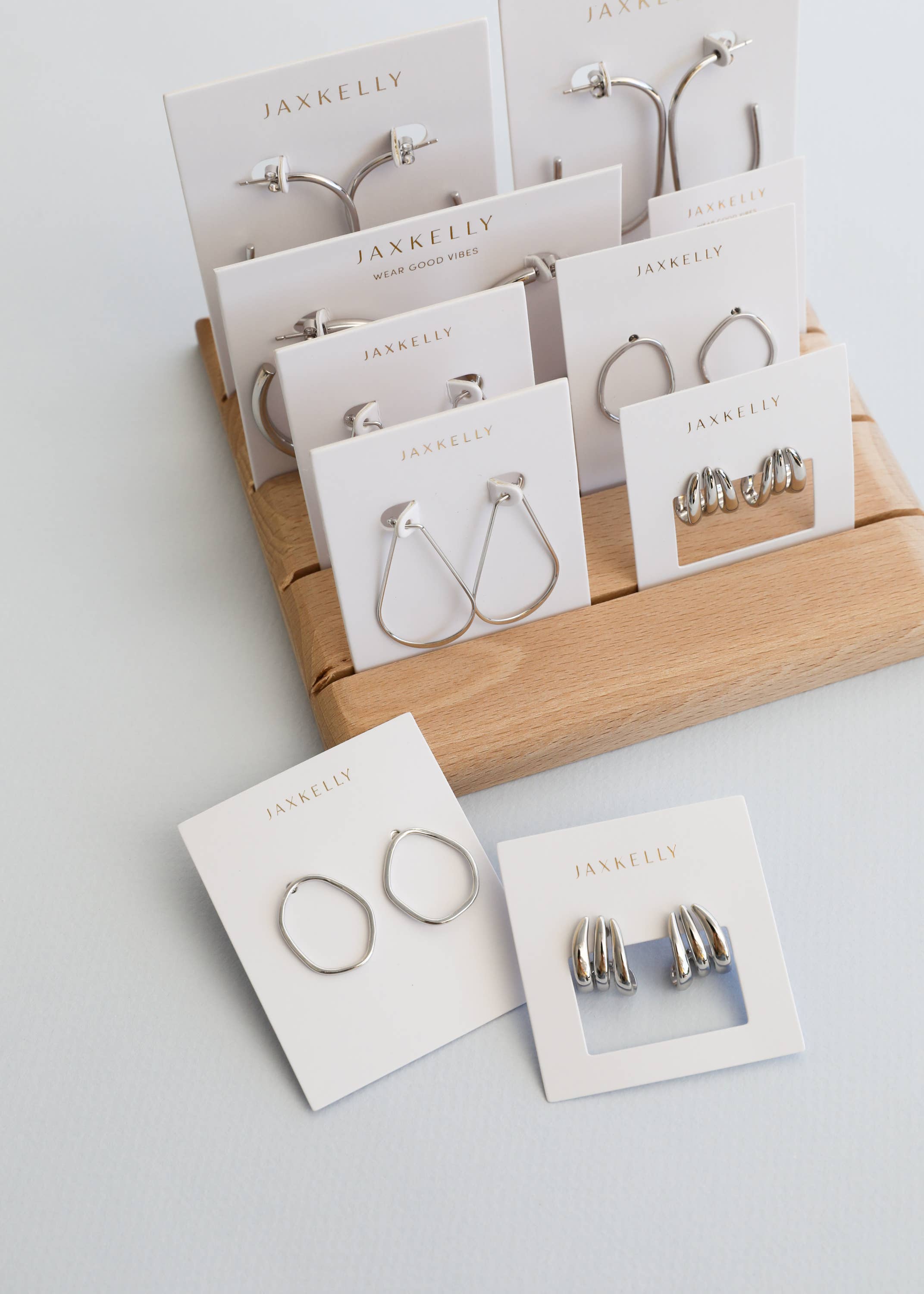 Silver Three Hoop Huggie - Earring