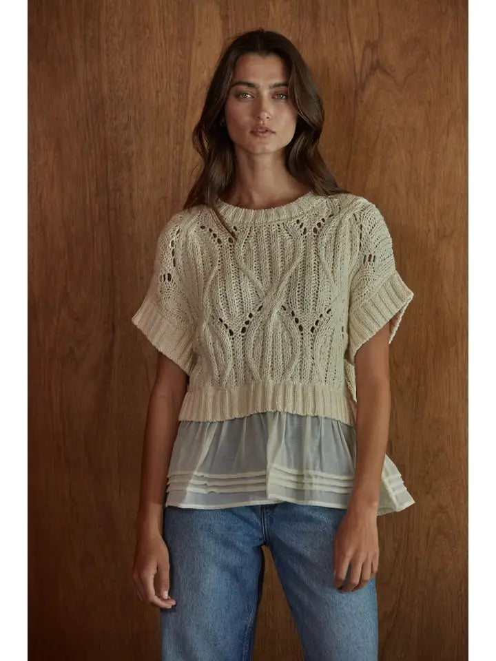 Lauryn Cable Knit Crew Sweater