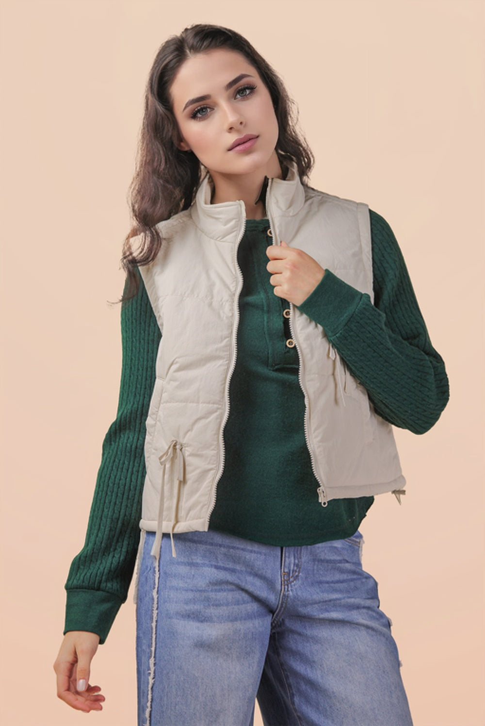 Cream Vest with Tie