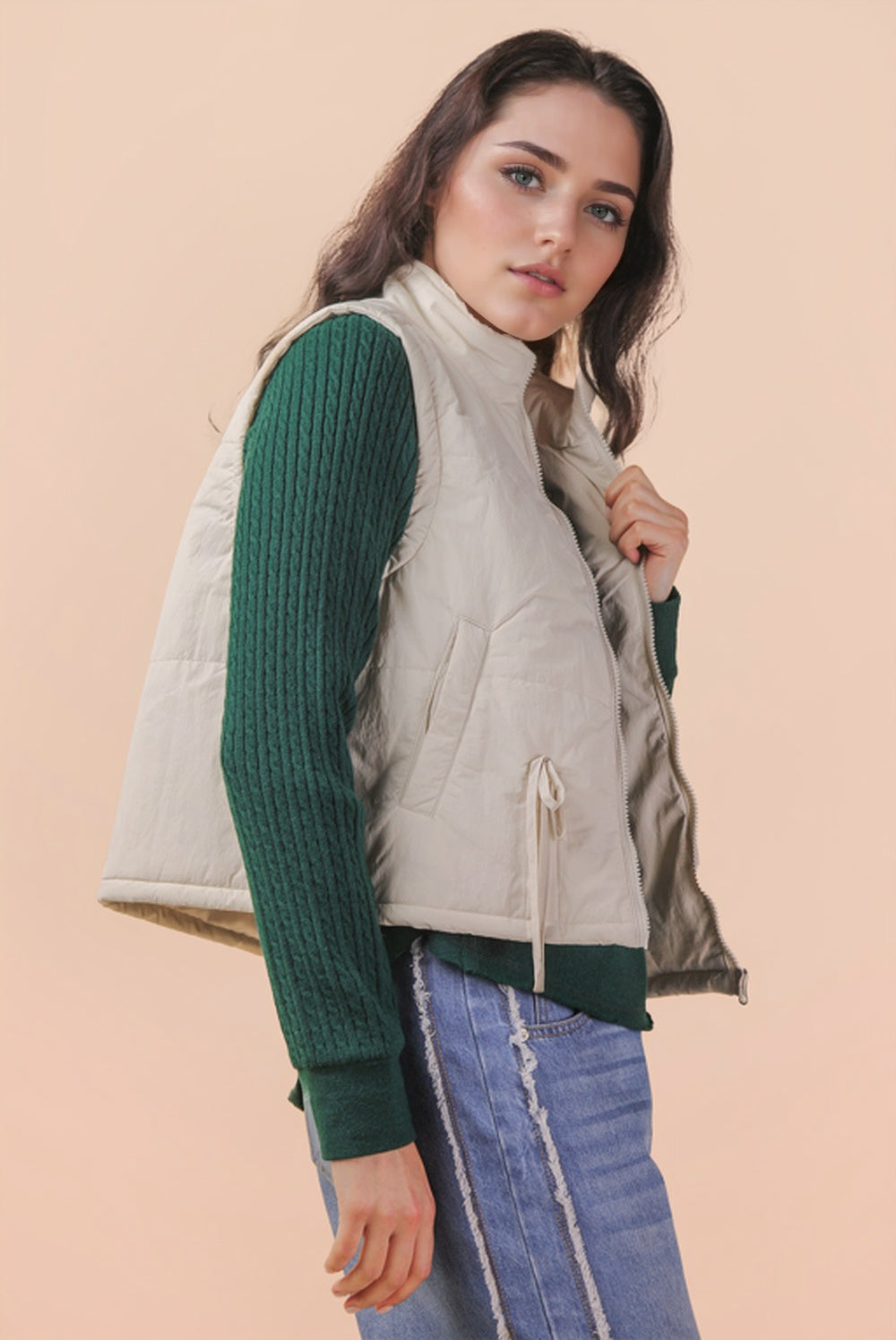 Cream Vest with Tie