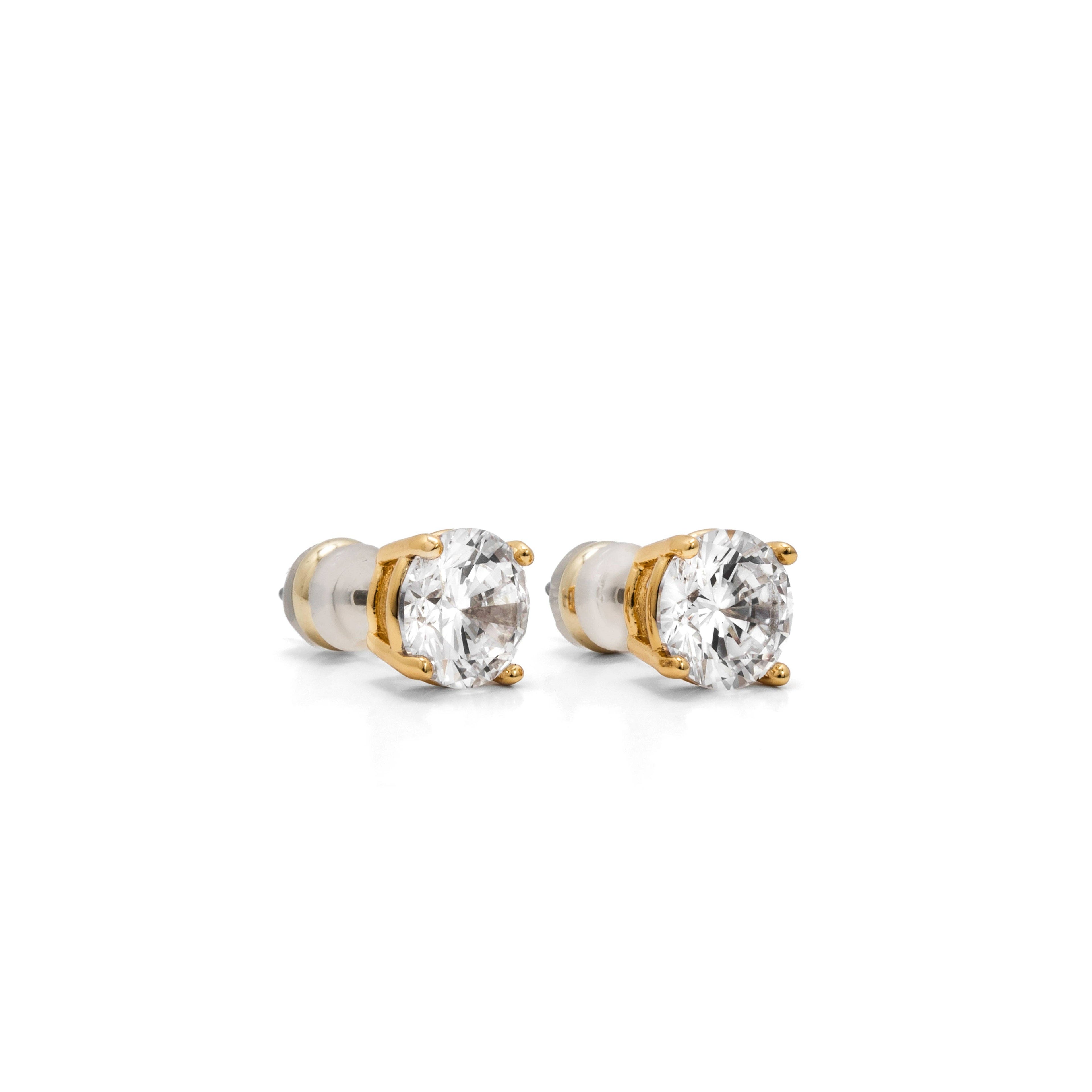 B. Grands Demi-Fine 8mm Round Solitaire Stud Earrings – Gold