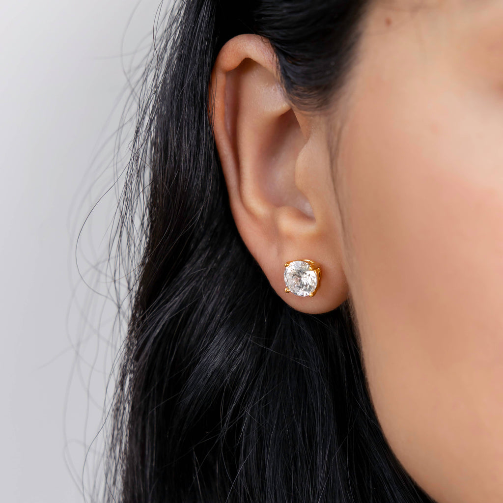 B. Grands Demi-Fine 8mm Round Solitaire Stud Earrings – Gold