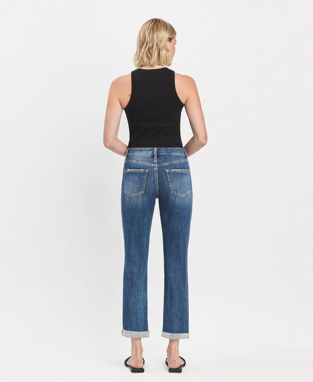 LOVERVET-HIGH RISE DOUBLE CUFFED BOYFRIEND JEANS