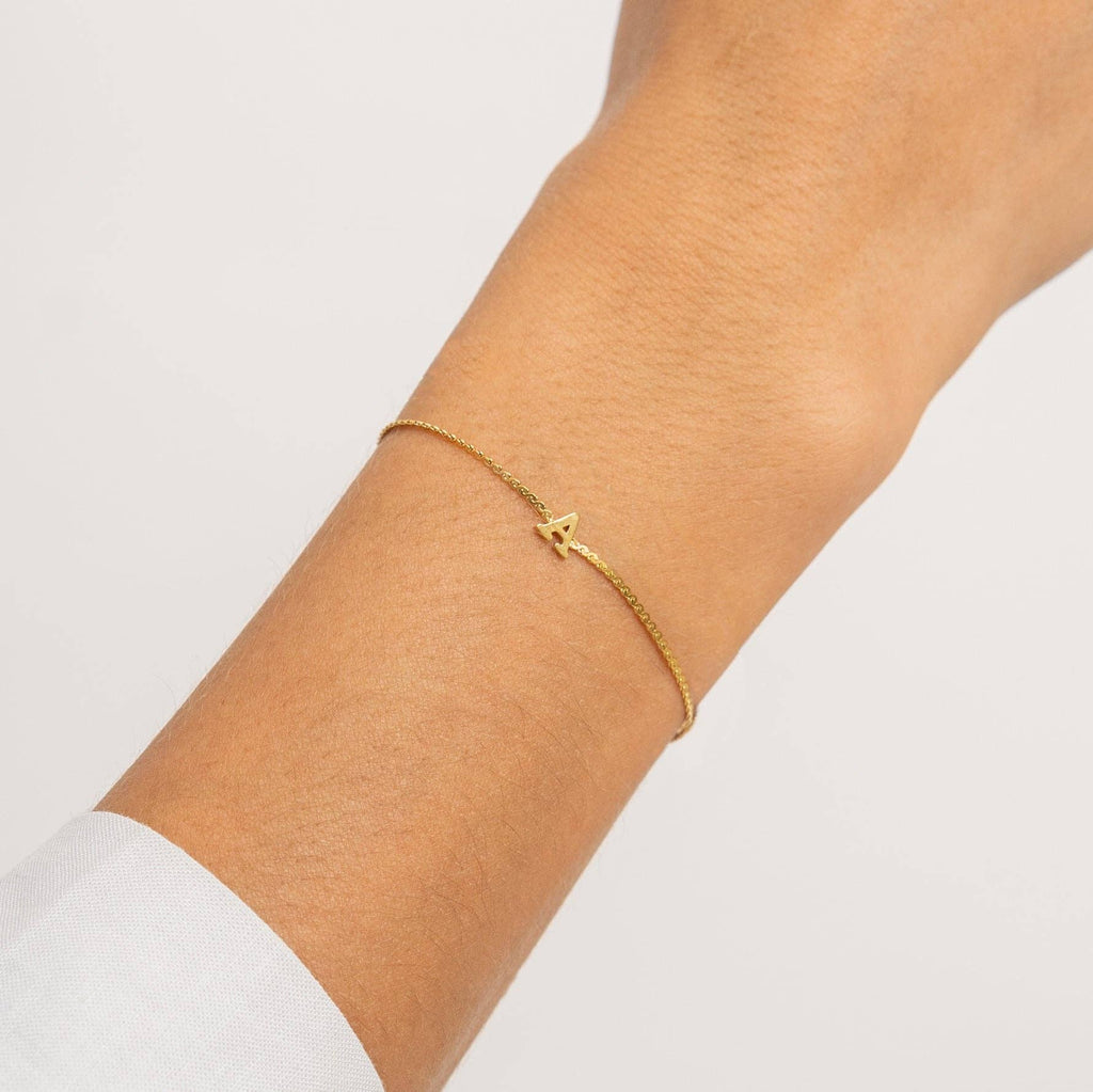 B. Grands Waterproof Dainty Gold Initial Bracelet