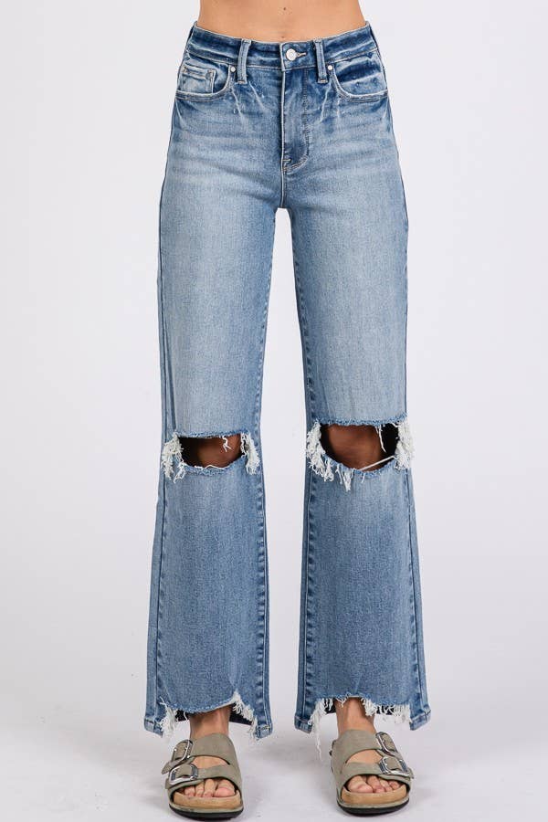 PETRA 153-HIGH RISE STRETCH W/ DESTROYED HEM
