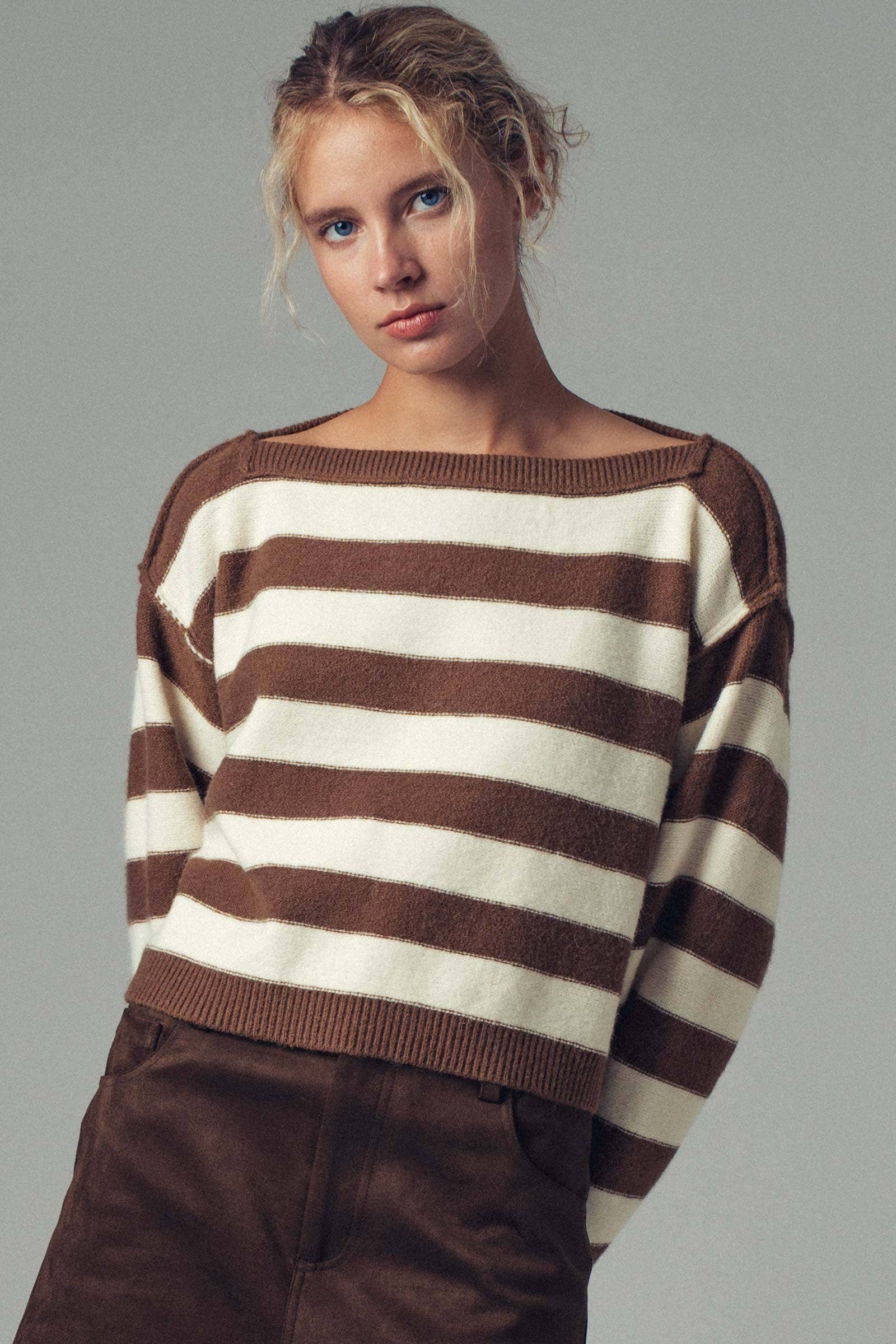 Striped Knit Crewneck Sweater