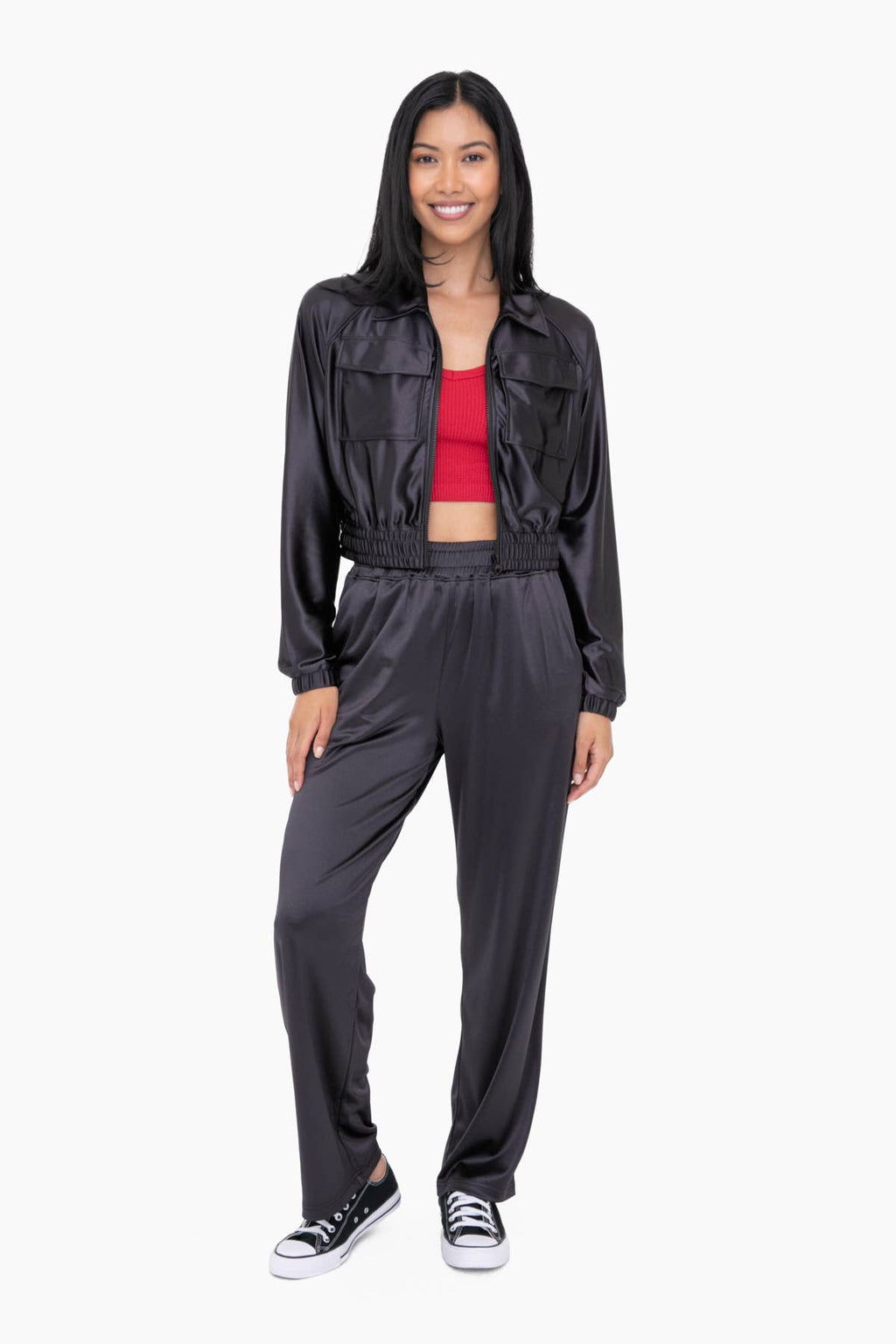 Satin Blend Cropped Jacket