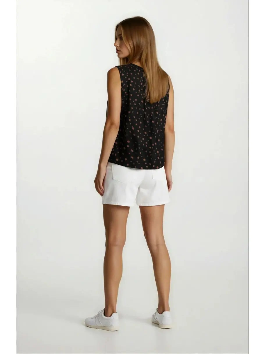 Yoryu Chiffon Neck Bow Sleeveless Pintuck