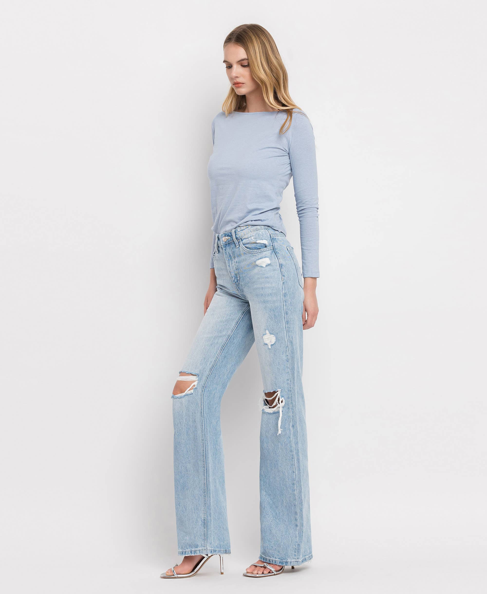 VERVET-90'S VINTAGE SUPER HIGH RISE FLARE JEANS