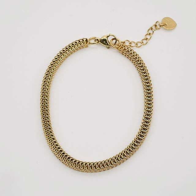 B. Grands Waterproof Gold Accordion Chain Bracelet