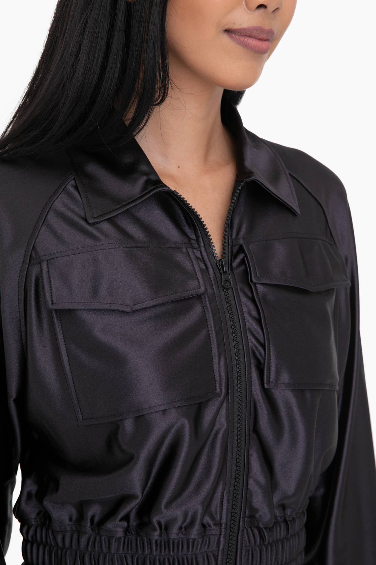 Satin Blend Cropped Jacket