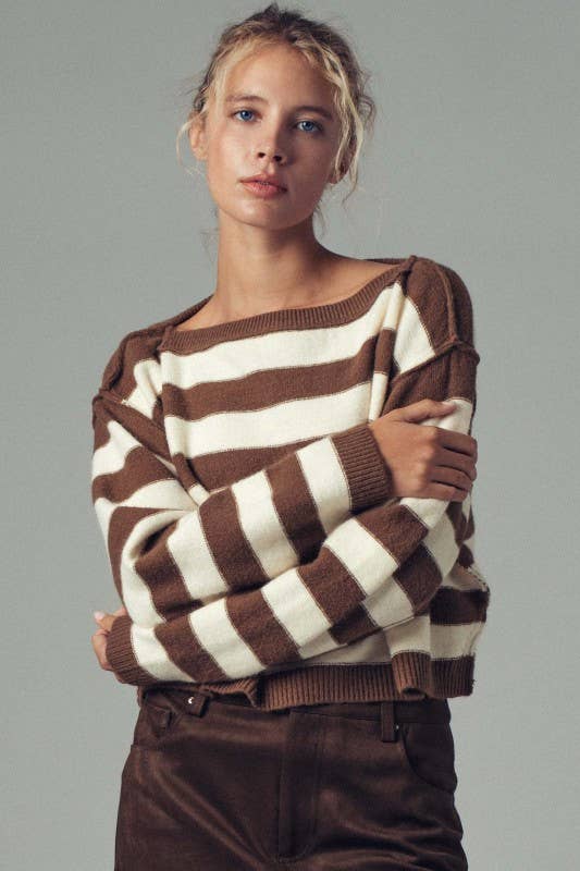 Striped Knit Crewneck Sweater