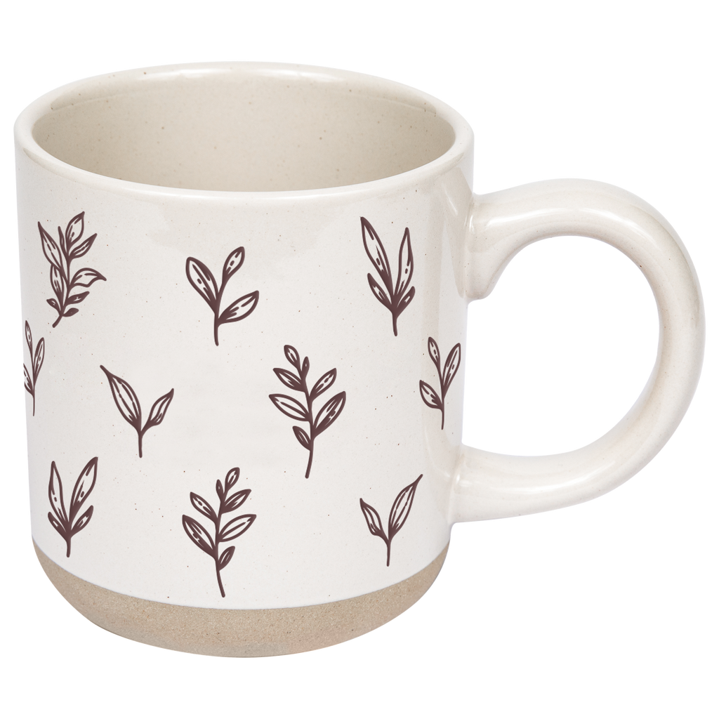 Brown Leaves Stoneware Coffee Mug - Fall Decor & Gifts