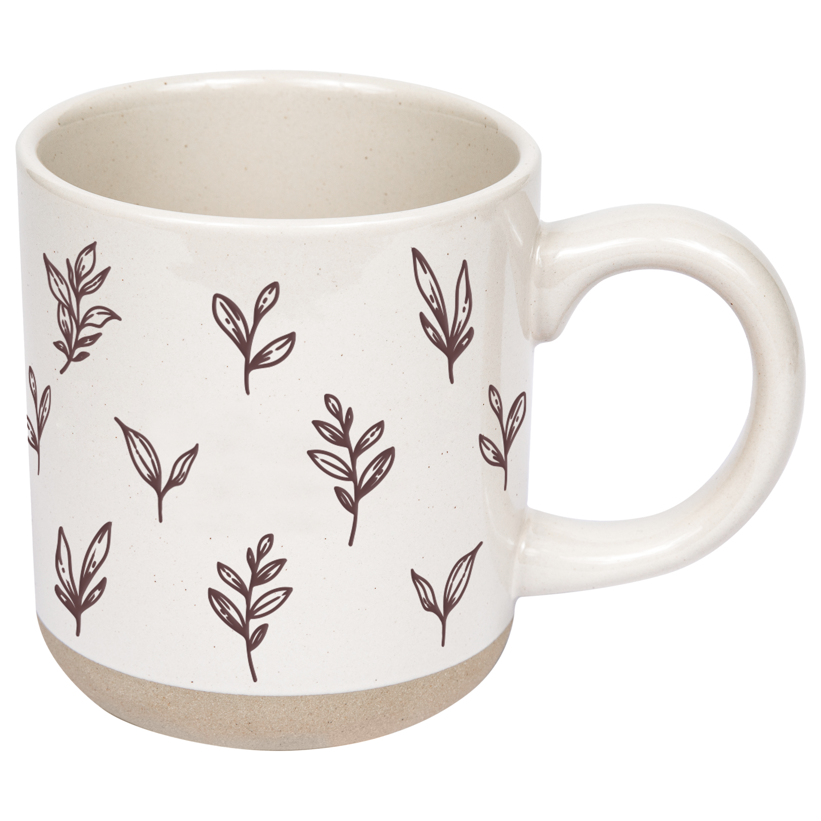 Brown Leaves Stoneware Coffee Mug - Fall Decor & Gifts