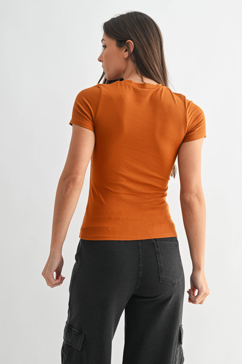 Essential Short-Sleeved Micro-Ribbed Athleisure Top