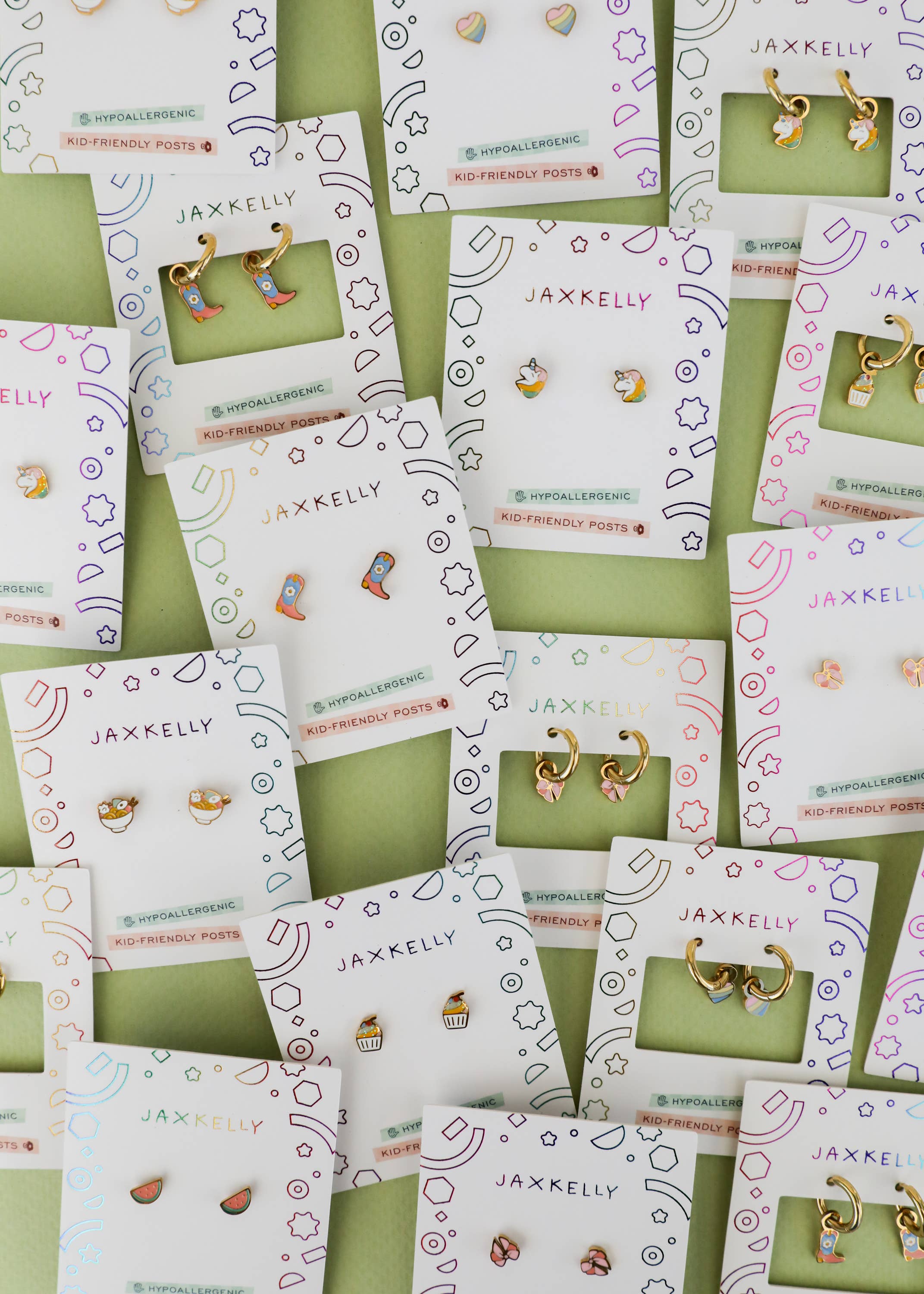 Heart Enamel Flat Back Kids Earrings