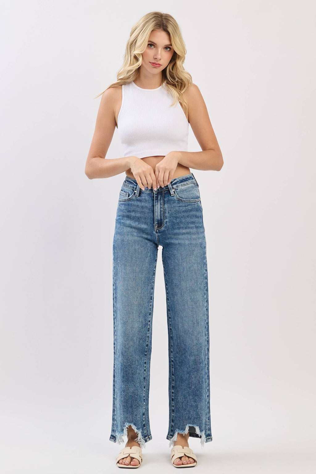 WIDE LEG W/ DESTROYED HEM