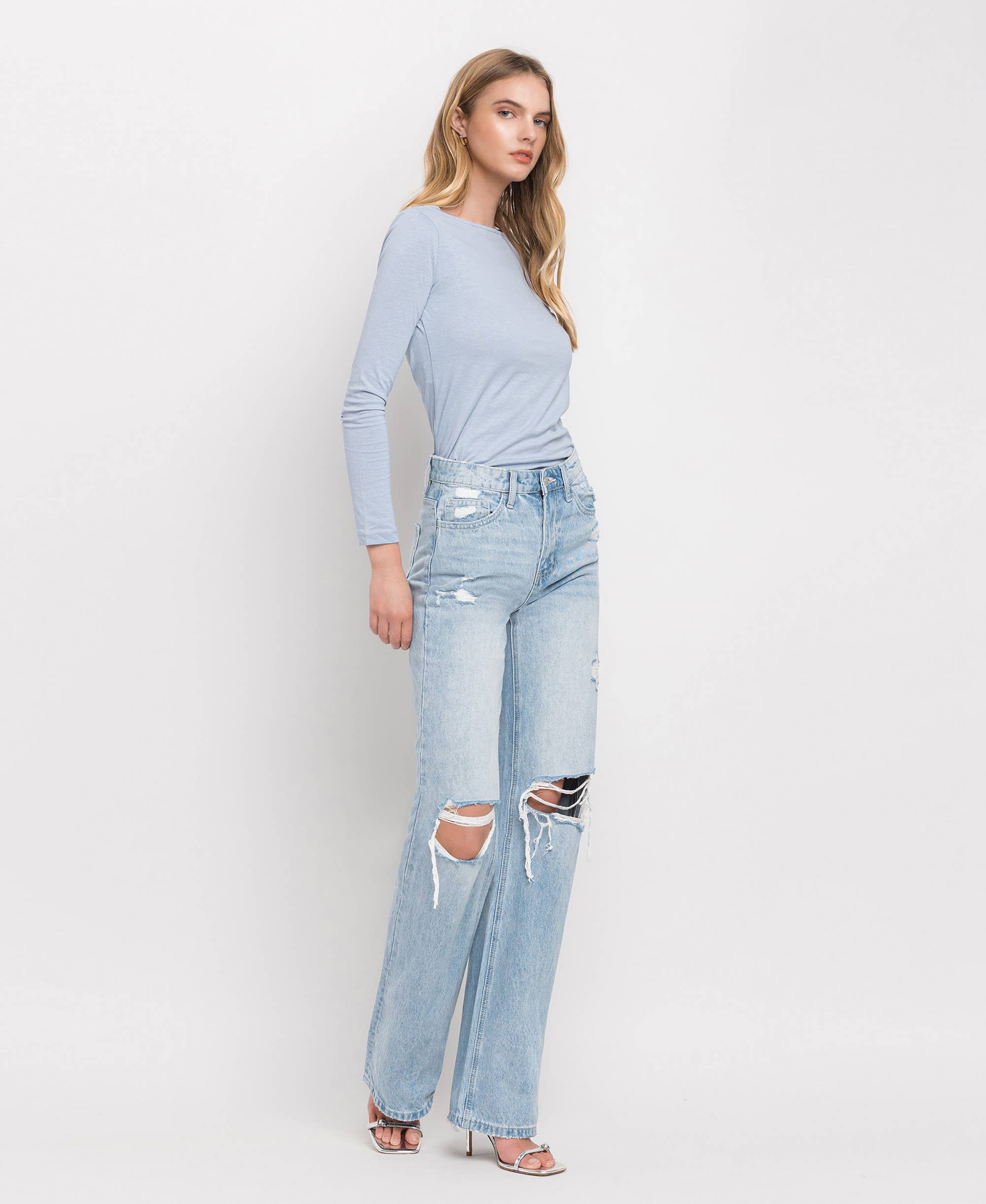 VERVET-90'S VINTAGE SUPER HIGH RISE FLARE JEANS