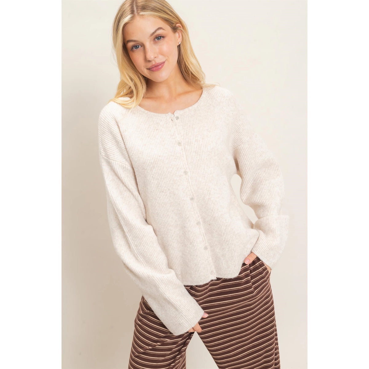 Oatmeal - Ribbed Cardigan