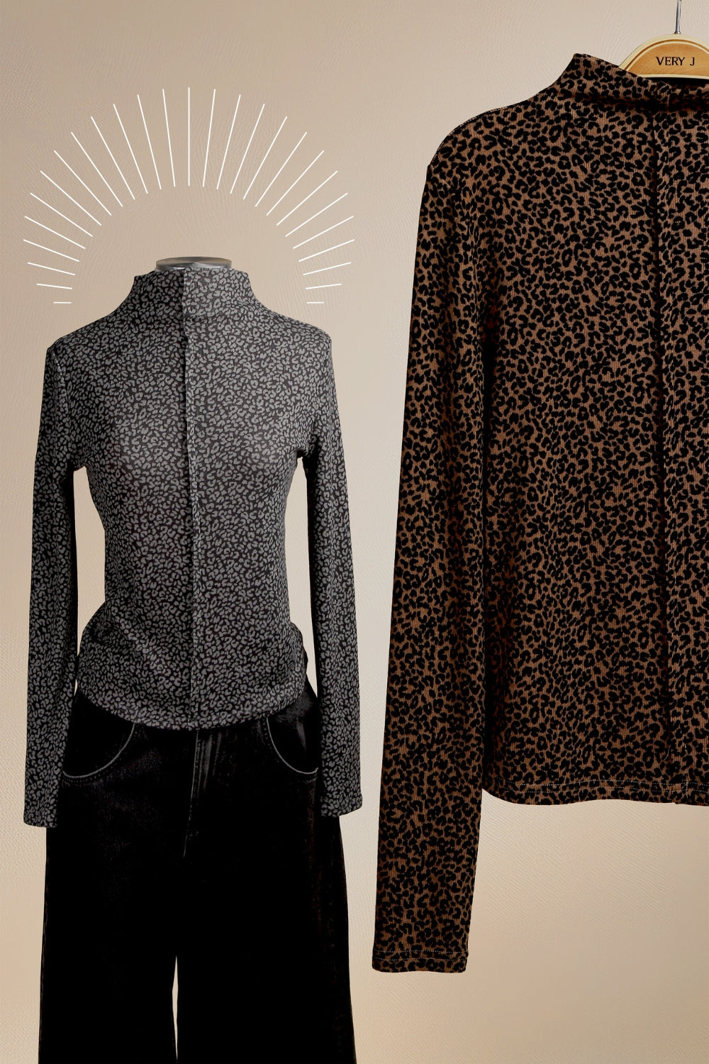 Mocha Leopard Mock Neck