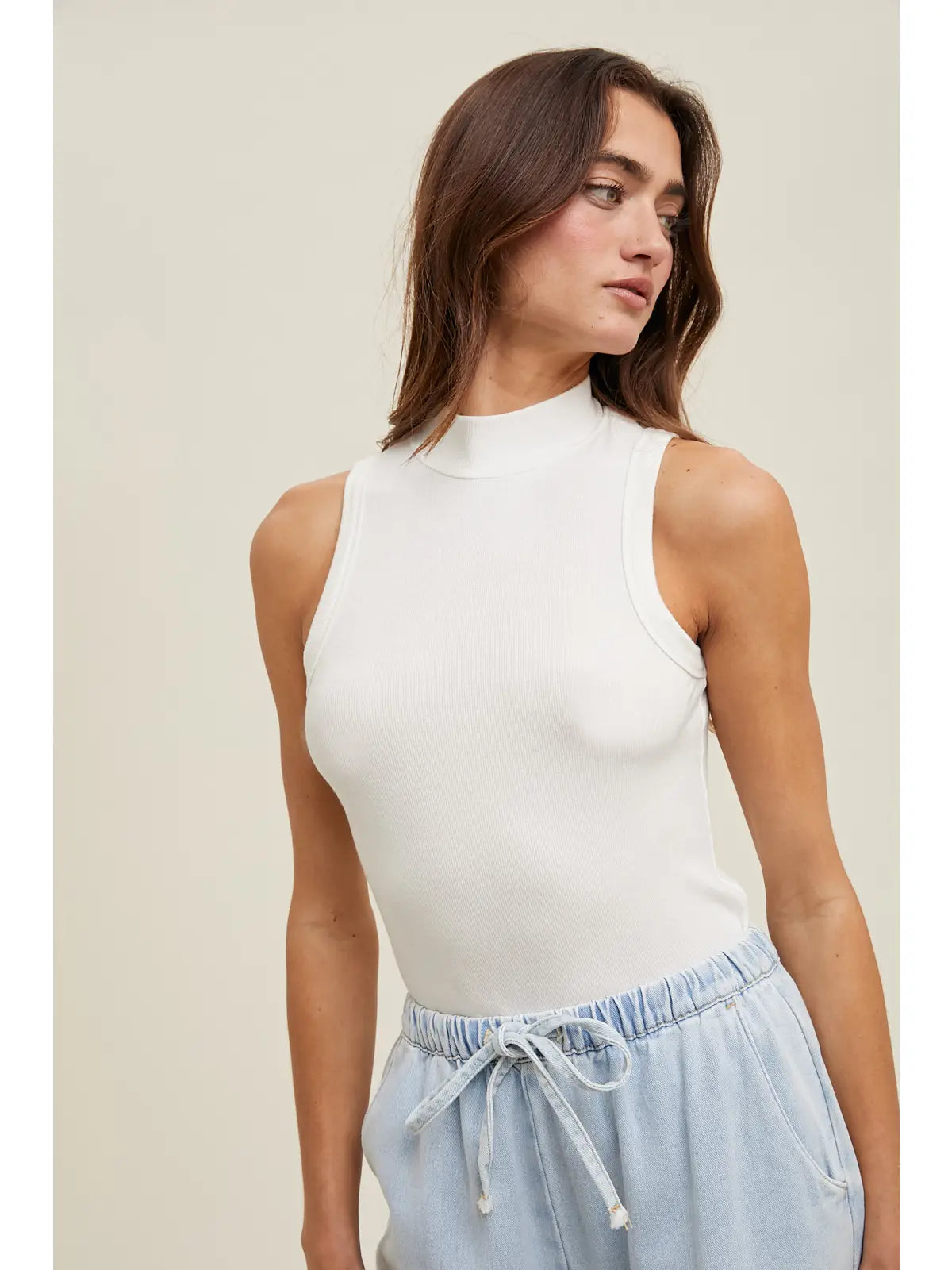 Off-White Mock Neck Tank